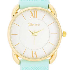 Mina Gold Classic Watch With Mint Rubber Strap