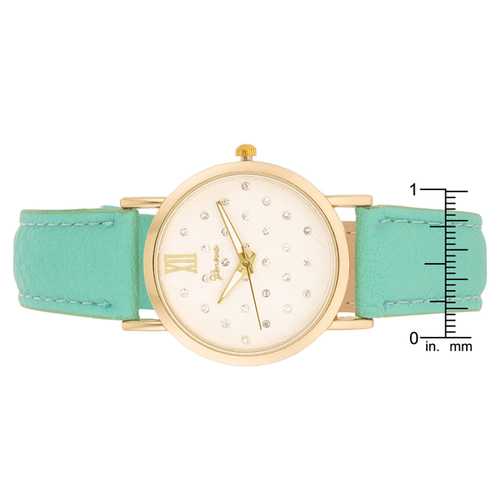 Gold Mint Leather Watch