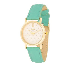 Gold Mint Leather Watch