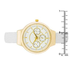 Reyna Gold White Leather Cuff Watch